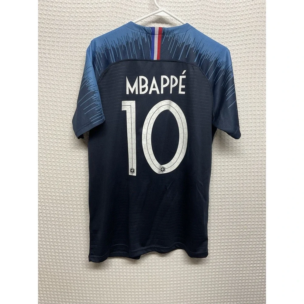 Reissue Kylian Mbappe #10 France Nike 2018 Football Shirt Soccer Jersey Men's XL